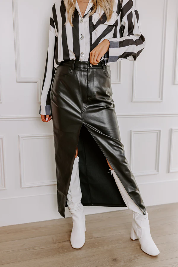 A Little Bit Flirty Faux Leather Skirt - Image 2