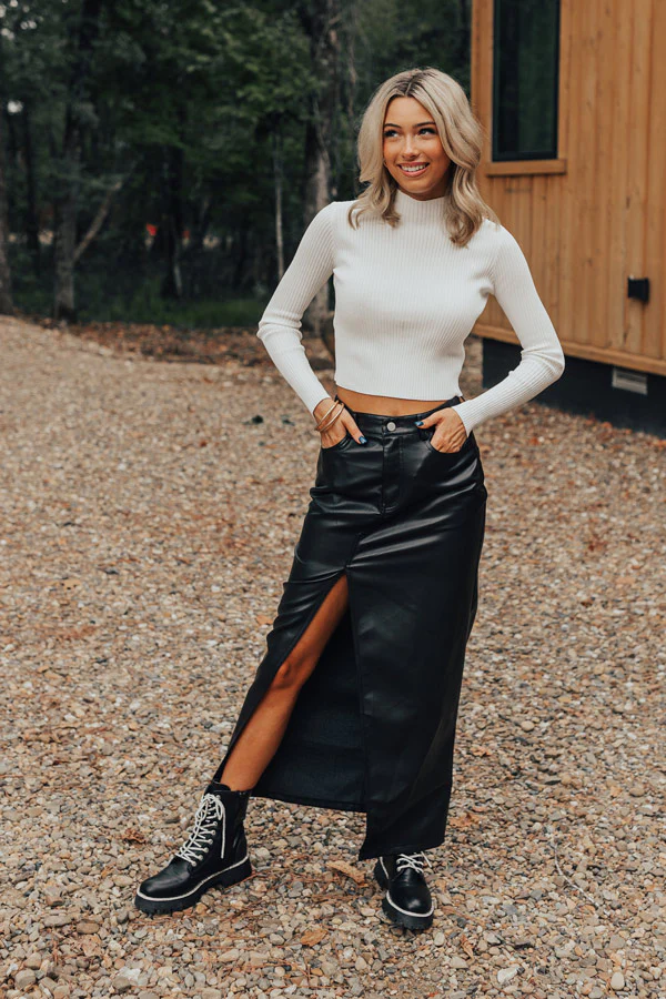 A Little Bit Flirty Faux Leather Skirt - Image 4