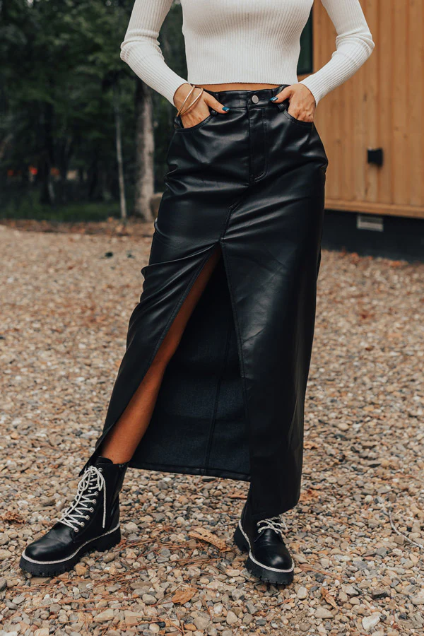 A Little Bit Flirty Faux Leather Skirt - Image 5