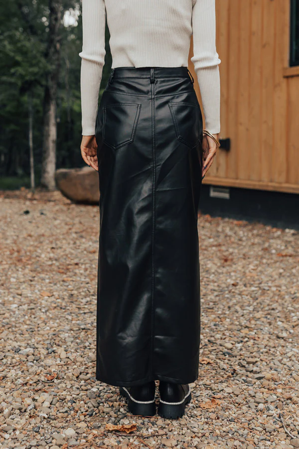 A Little Bit Flirty Faux Leather Skirt - Image 7