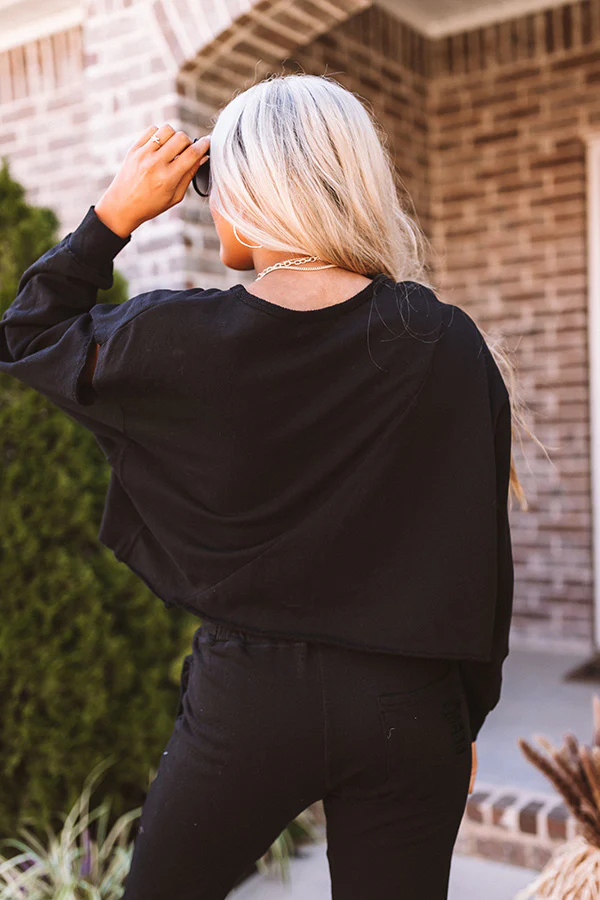 A Little Chilly Crop Sweatshirt In Black - Image 9