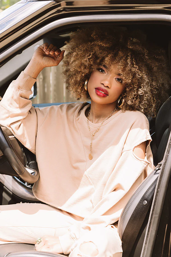 A Little Chilly Crop Sweatshirt In Khaki - Image 5