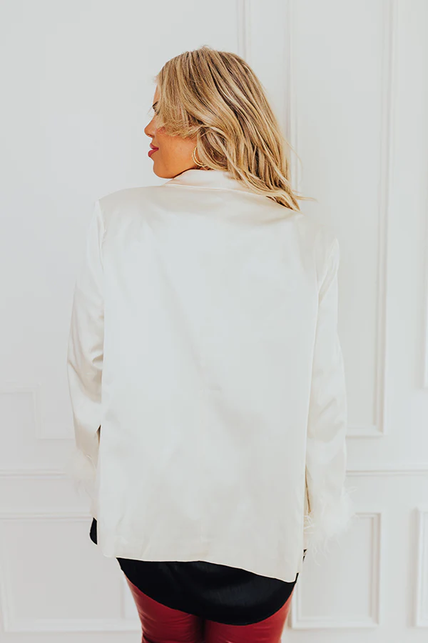Absolutely Fabulous Feather Blazer In Cream Curves - Image 3