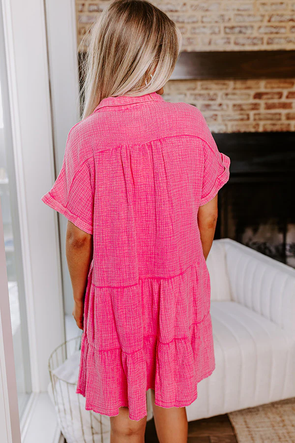 Across The World Mineral Wash Mini Dress In Pink - Image 7
