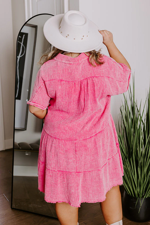 Across The World Mineral Wash Mini Dress In Pink Curves - Image 3