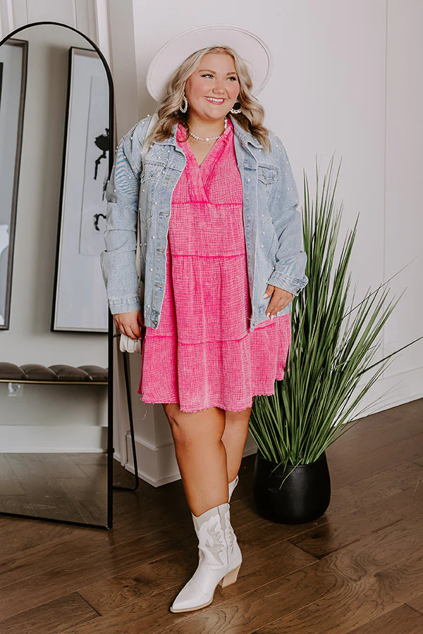 Across The World Mineral Wash Mini Dress In Pink Curves - Image 4