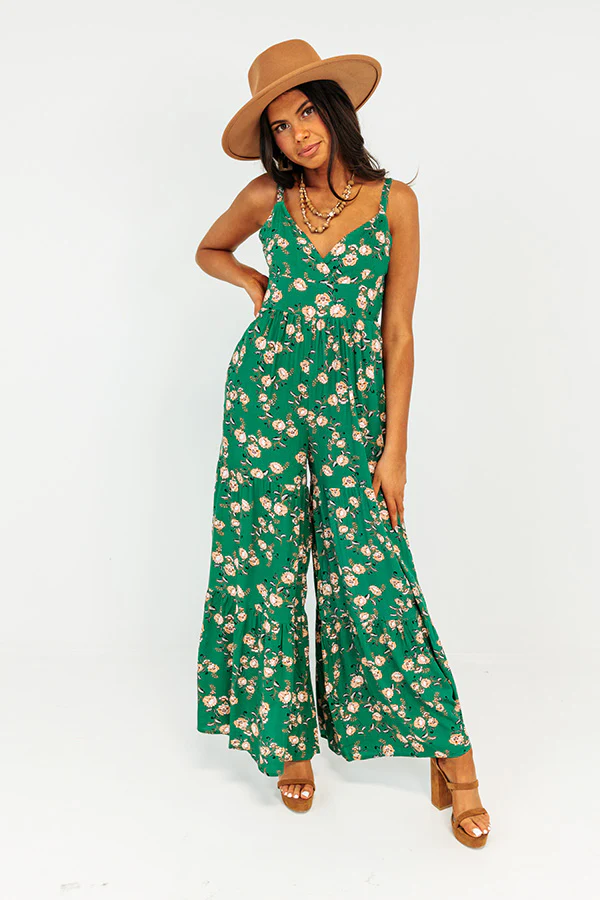 All Of A Sudden Floral Jumpsuit In Green - Image 5