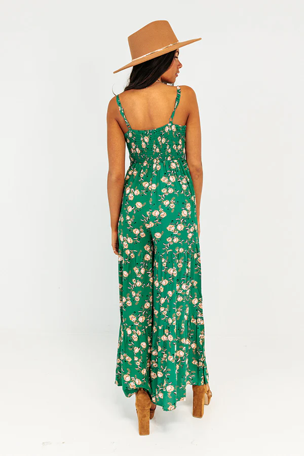 All Of A Sudden Floral Jumpsuit In Green - Image 6
