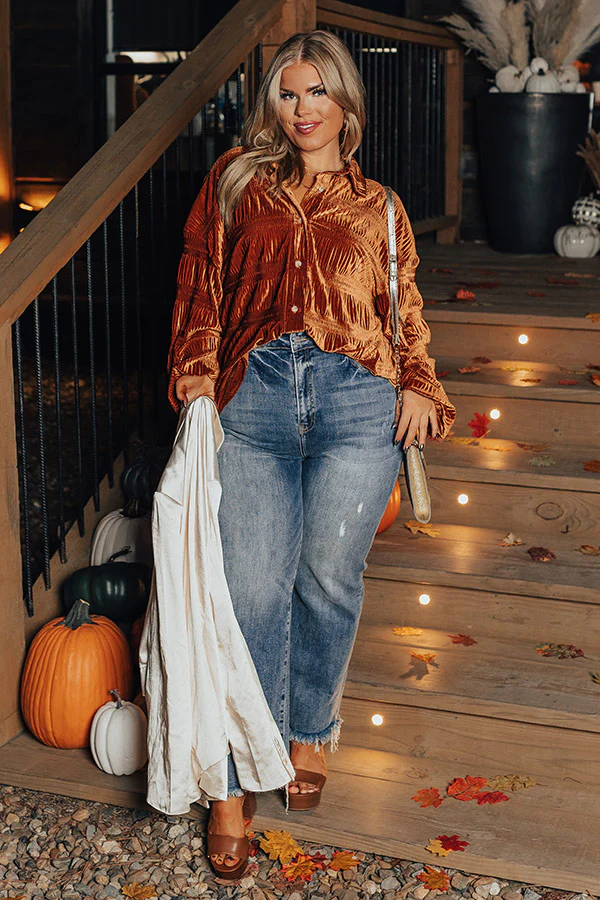 Amazing Views Velvet Top in Rust Curves - Image 2
