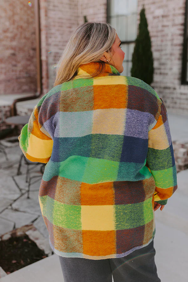 Apple Cider Delight Plaid Jacket In Blue Curves - Image 4
