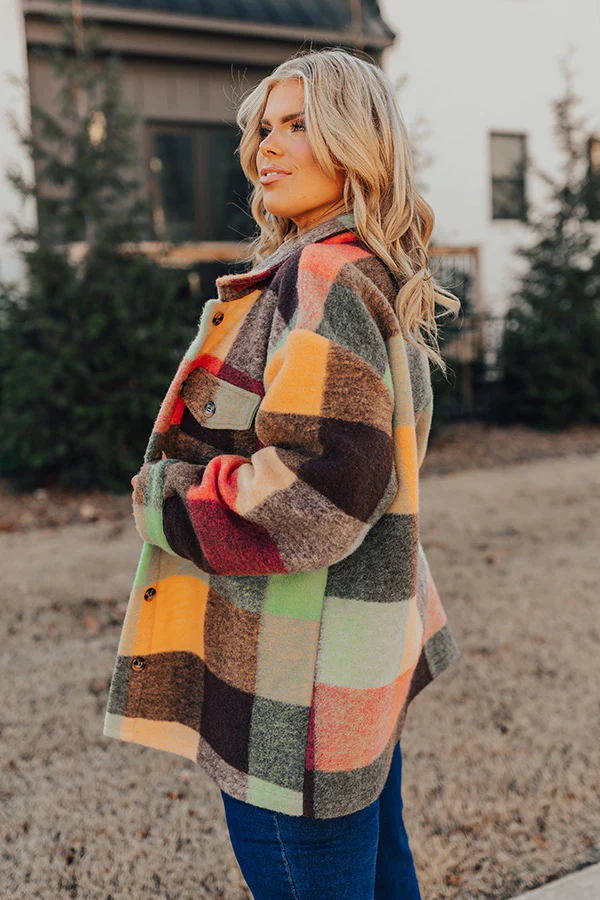 Apple Cider Delight Plaid Jacket In Orange Curves - Image 2