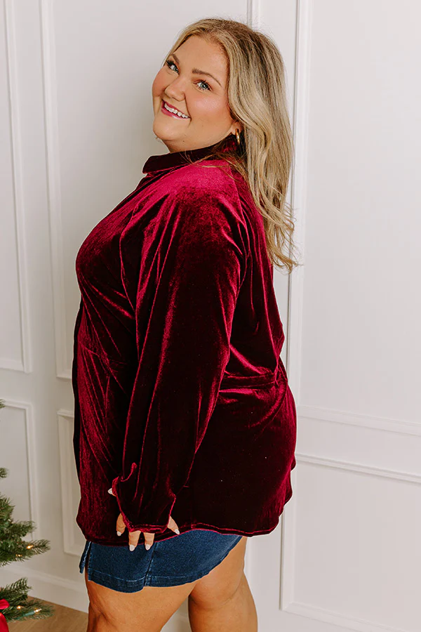 Apple Cider Sips Velvet Top In Wine Curves - Image 3