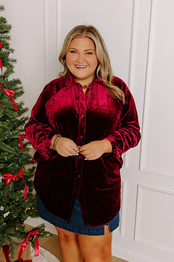 Apple Cider Sips Velvet Top In Wine Curves - Image 4