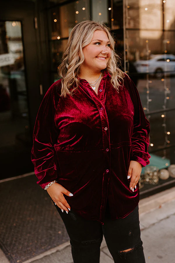 Apple Cider Sips Velvet Top In Wine Curves - Image 6