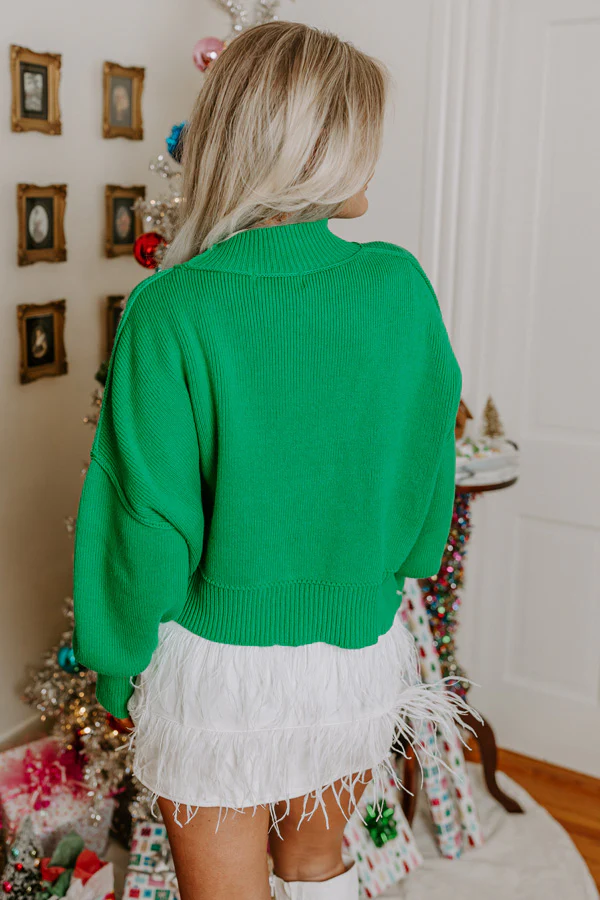 Autumn Charm Knit Sweater In Kelly Green - Image 4