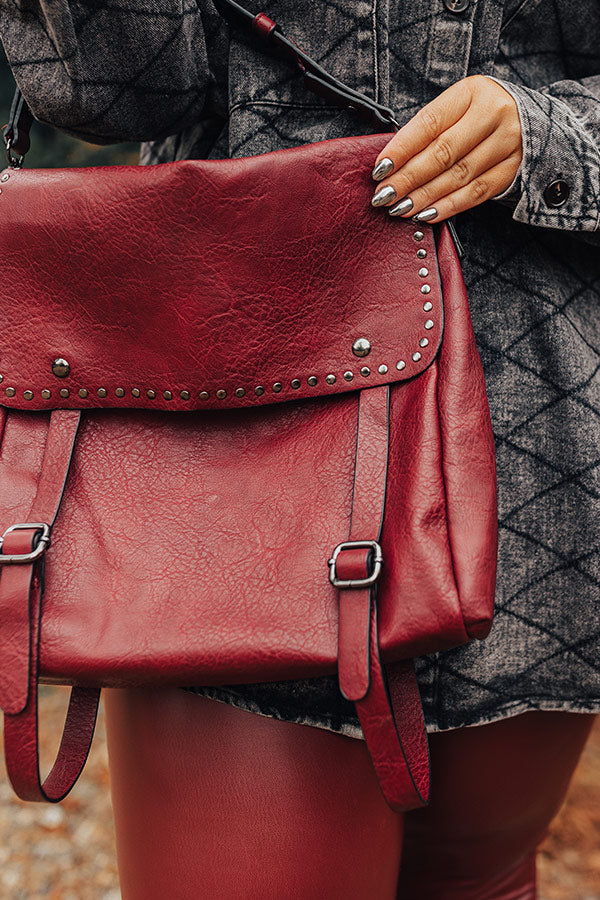 Autumn Treasure Faux Leather Backpack In Wine - Image 2