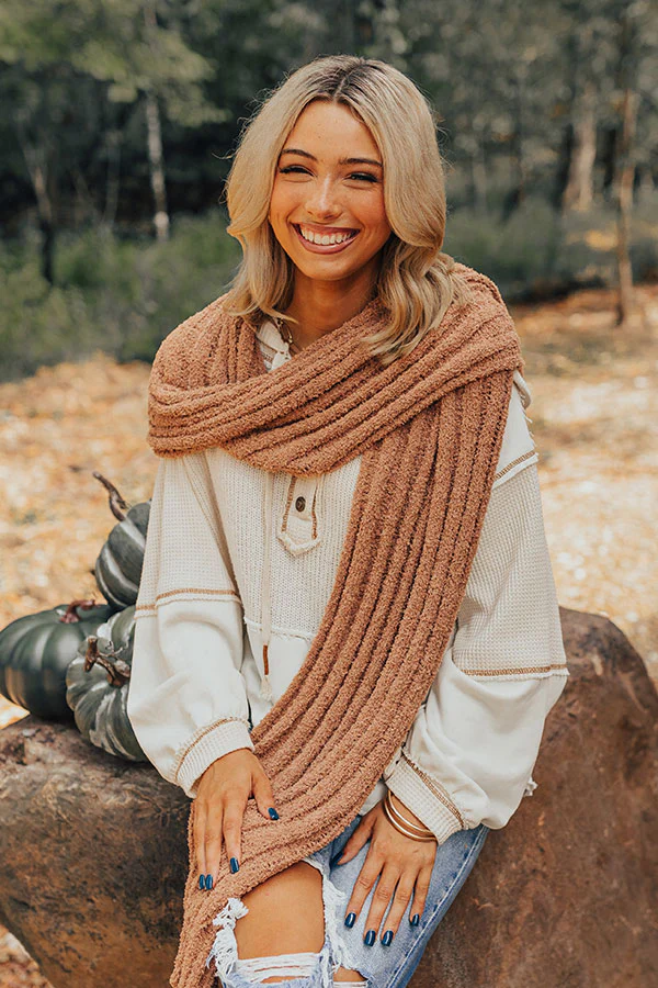 Autumn Treasure Knit Scarf In Iced Latte - Image 3