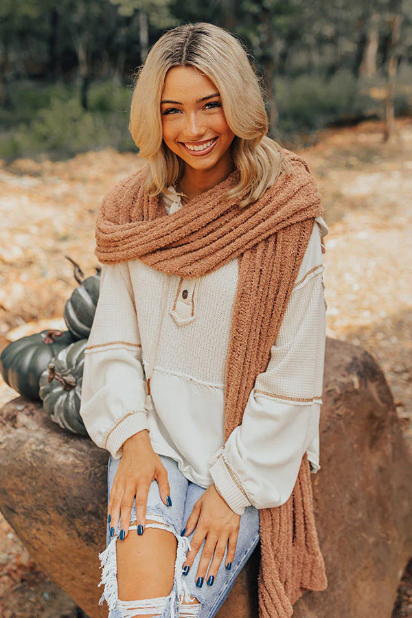 Autumn Treasure Knit Scarf In Iced Latte - Image 4