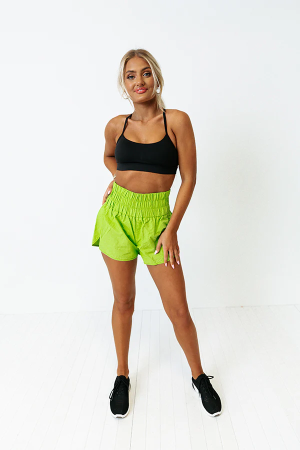 Back At It Again Shorts In Lime - Image 3