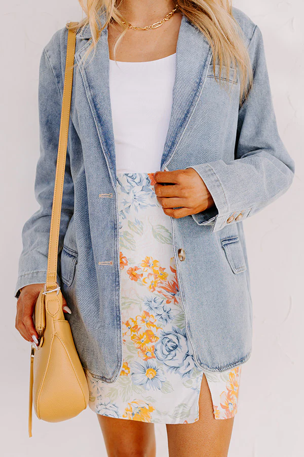 Back To You Denim Blazer In Medium Wash - Image 3