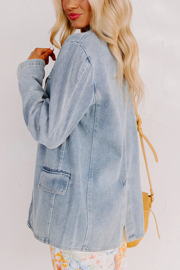 Back To You Denim Blazer In Medium Wash - Image 4