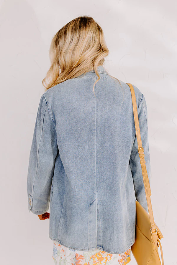 Back To You Denim Blazer In Medium Wash - Image 5