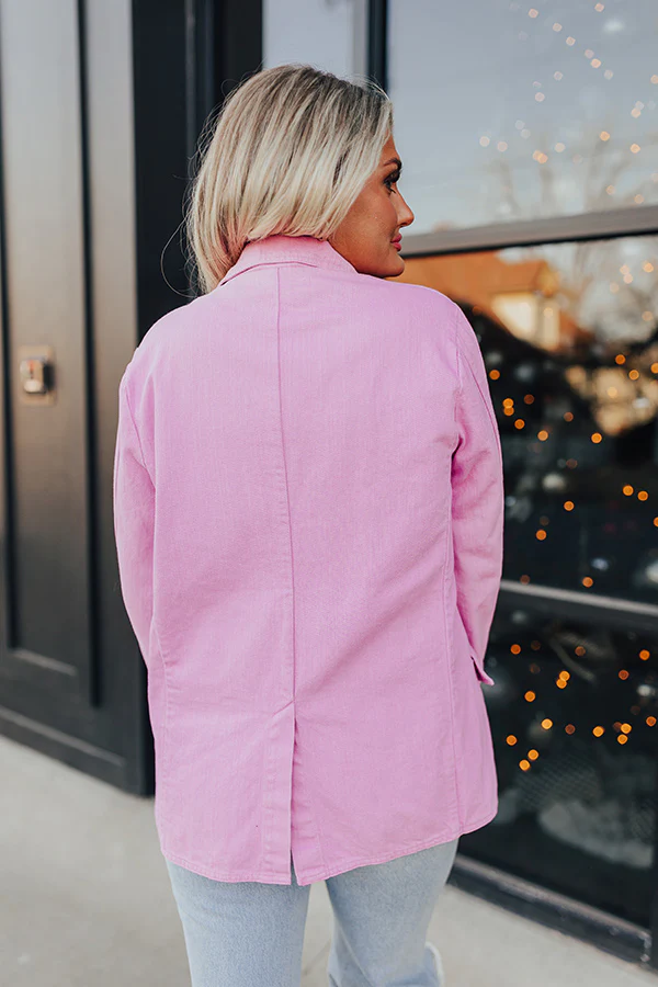 Back To You Denim Blazer In Pink - Image 3