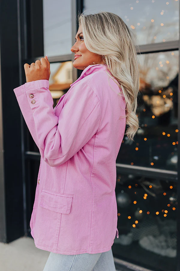 Back To You Denim Blazer In Pink - Image 5