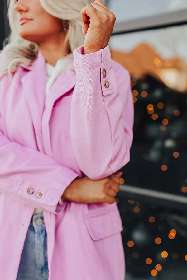 Back To You Denim Blazer In Pink - Image 6