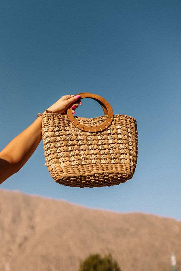 Barbados Bound Raffia Bag In Tan - Image 2