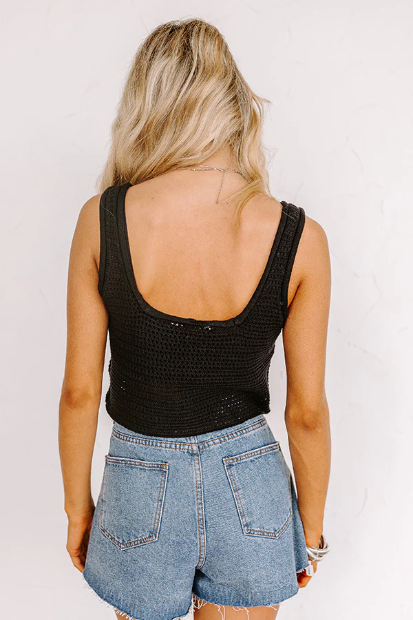 Beach Daydream Knit Crop Top In Black - Image 4