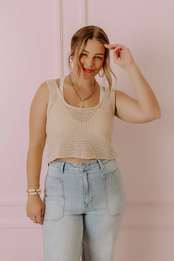 Beach Daydream Knit Crop Top In Natural - Image 4
