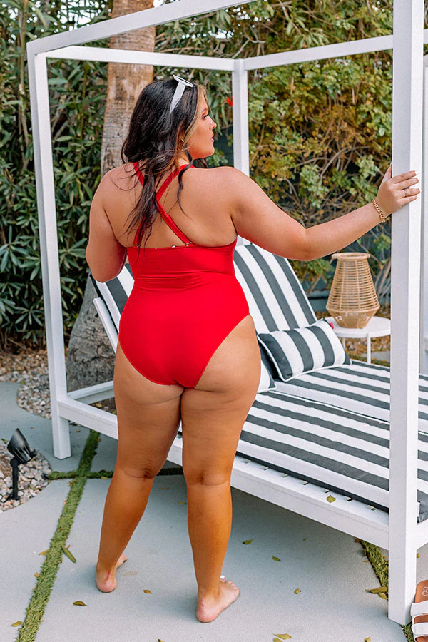 Beach Tower One Piece Swimsuit in Red Curves - Image 5