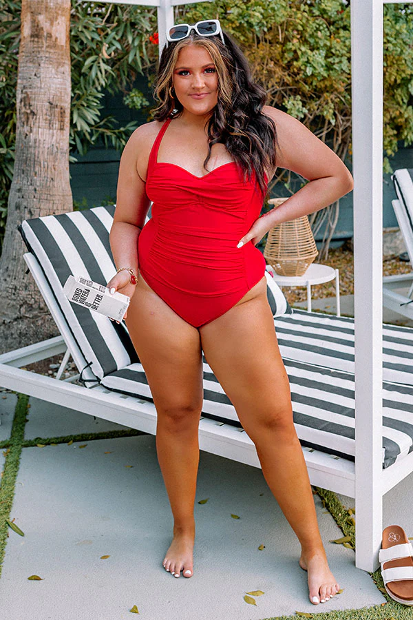 Beach Tower One Piece Swimsuit in Red Curves - Image 6