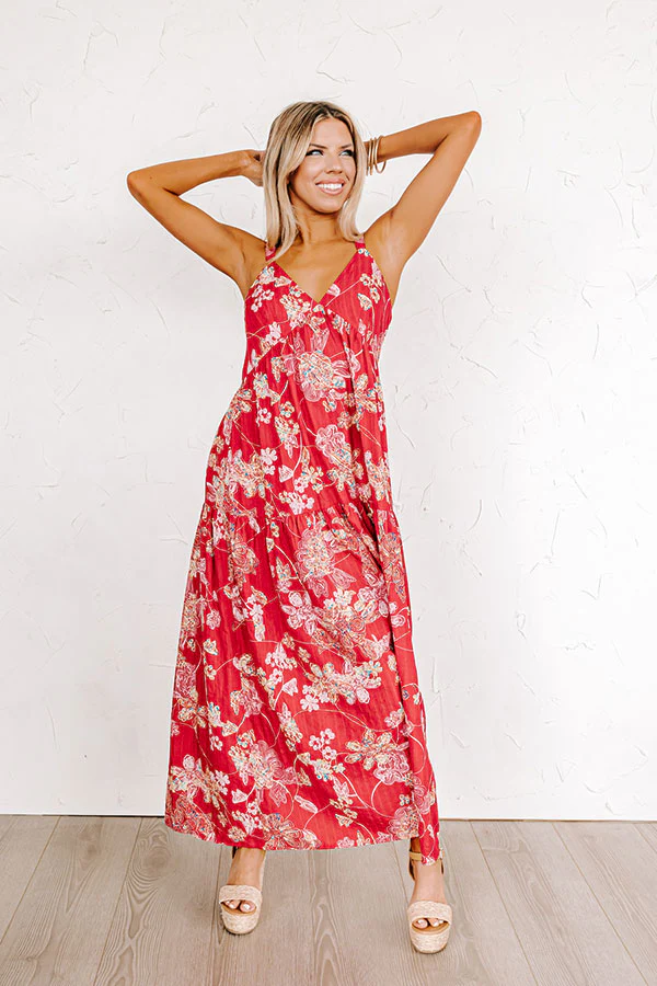 Beachside Bliss Maxi Dress in Red - Image 2