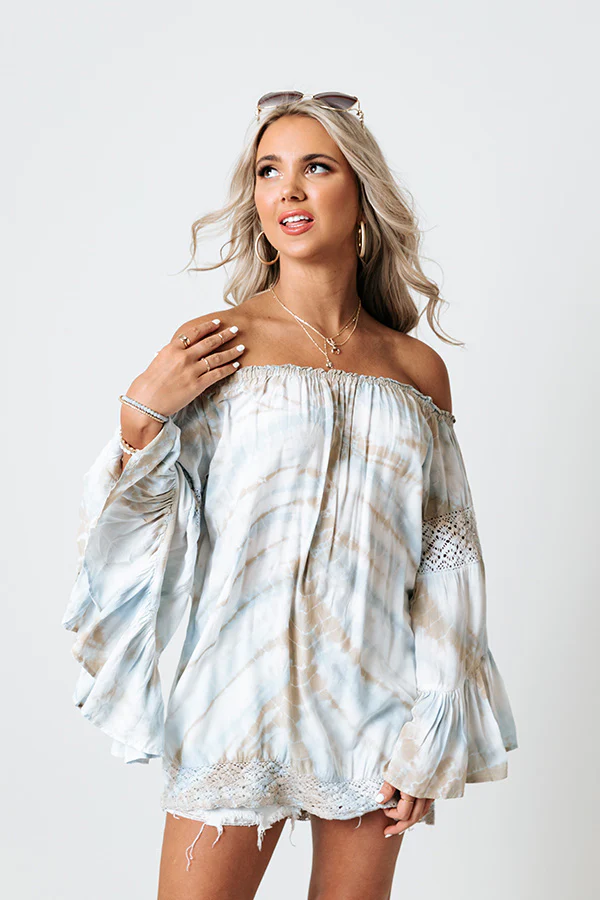 Beachy Twist Tie Dye Shift Top In Sky Blue - Image 4
