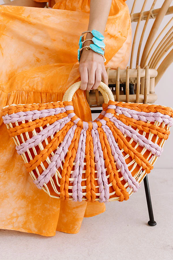 Beachy Vibe Woven Tote in Orange - Image 7