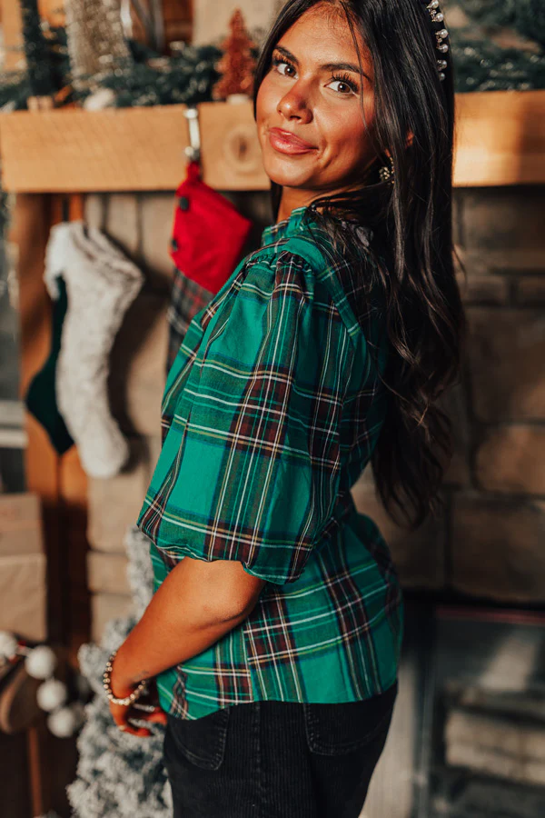 Beautiful Routine Plaid Top In Green - Image 4