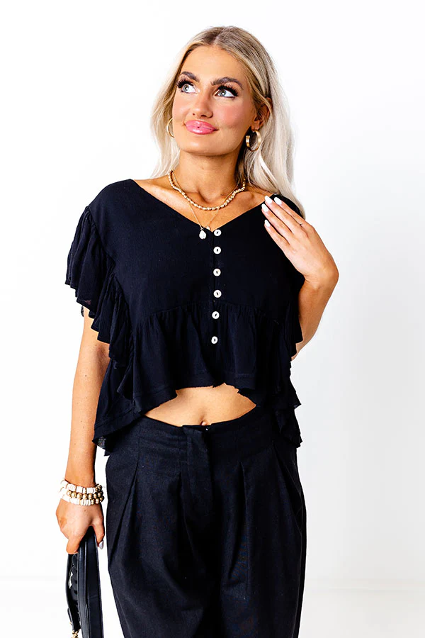 Believe The Dream Peplum Top In Black - Image 2