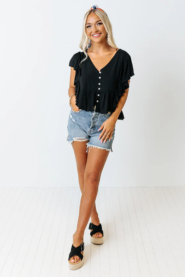 Believe The Dream Peplum Top In Black - Image 5