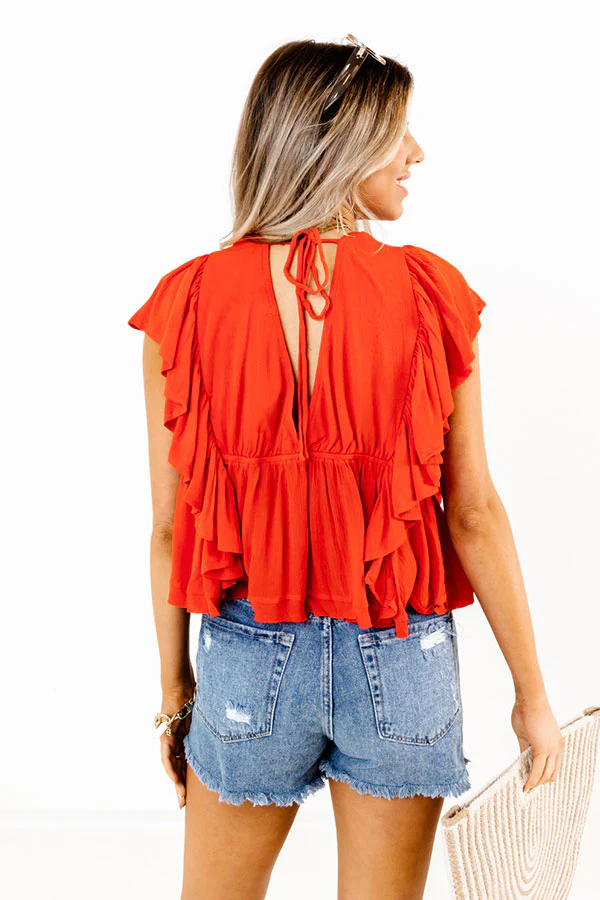 Believe The Dream Peplum Top In Scarlet - Image 4