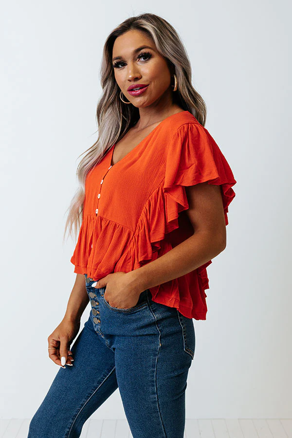 Believe The Dream Peplum Top In Scarlet - Image 7