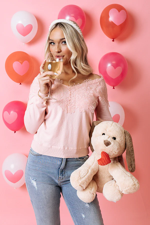 Belong To You Off Shoulder Sweater Top in Pink - Image 8