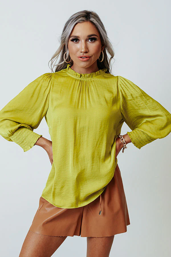 Better In Brooklyn Satin Shift Top In Lime Punch - Image 2