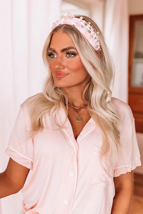 Blissful Break Embellished Headband In Pink