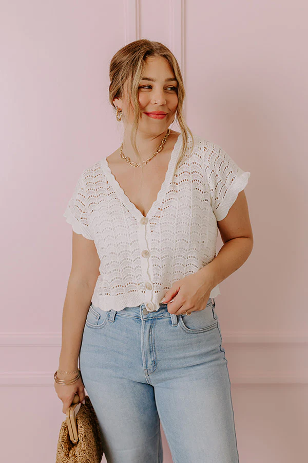 Bluebird Cafe Knit Top In White - Image 3