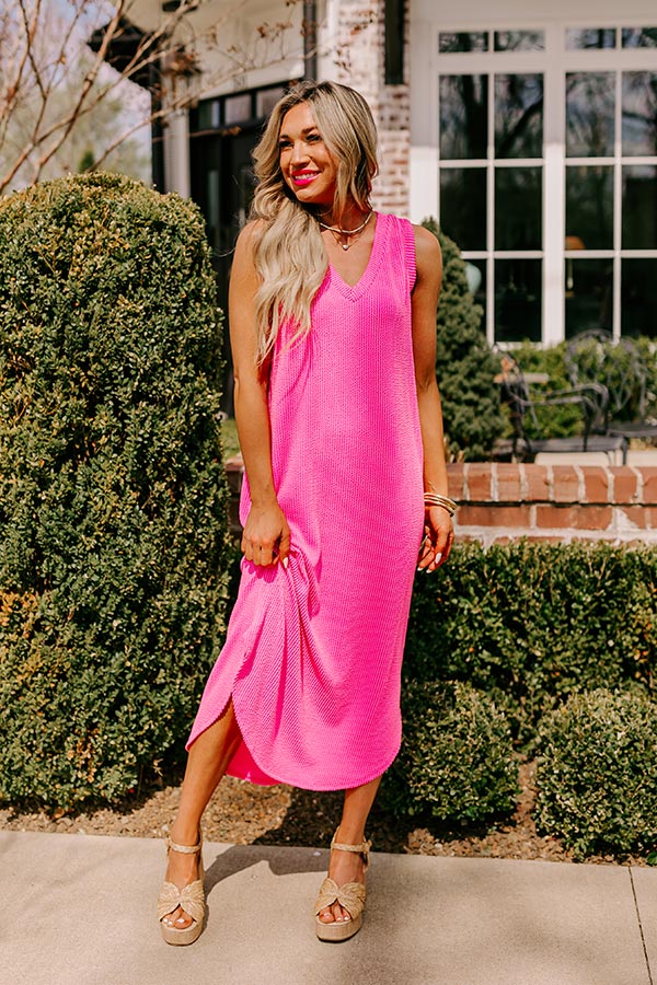 Boardwalk Cutie Ribbed Midi in Bubblegum Pink - Image 2