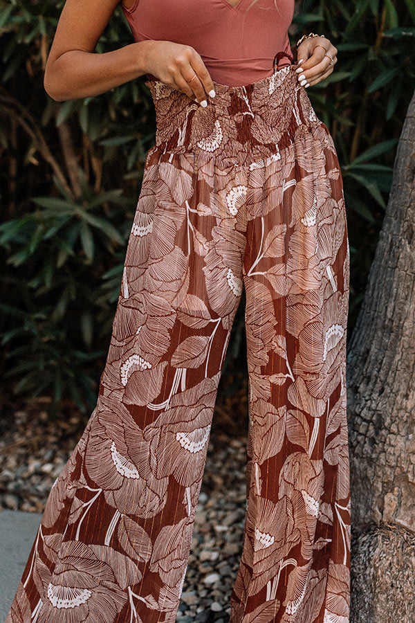 Boat Weekend High Waist Floral Pants in Brown - Image 3