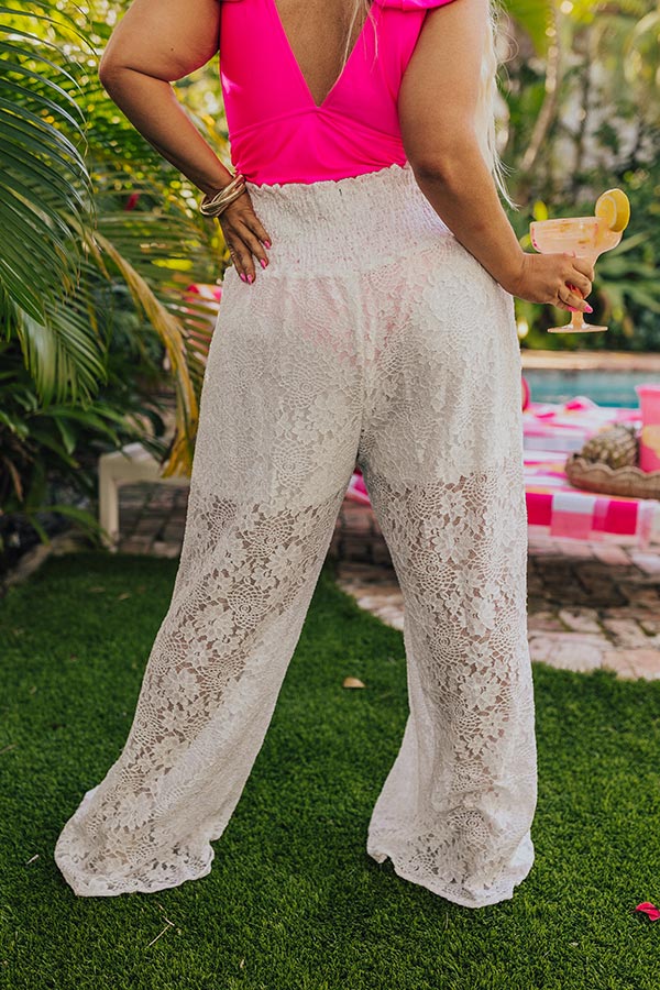 Boat Weekend High Waist Lace Pants in White Curves - Image 4
