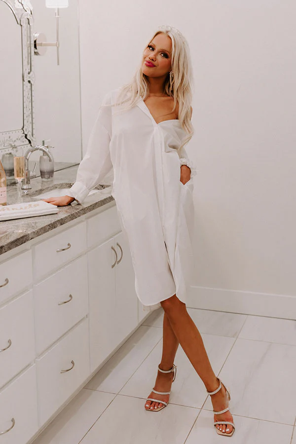 Born To Be Stylish Button Up Dress In White - Image 6